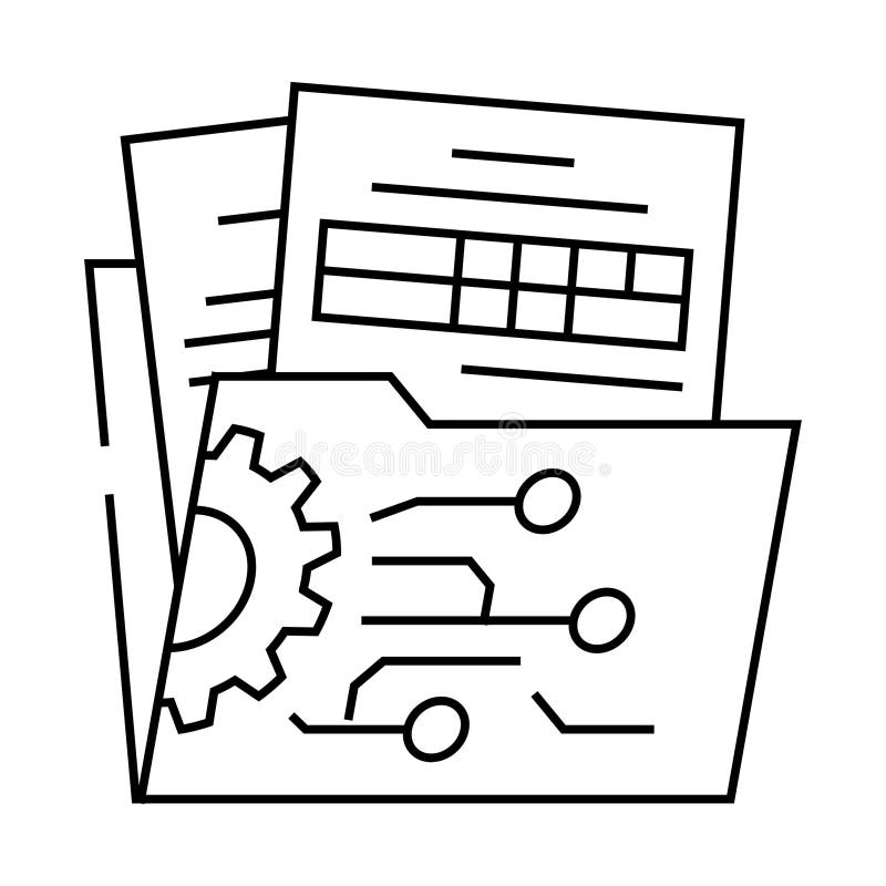 Data governance business process line icon vector illustration royalty free illustration
