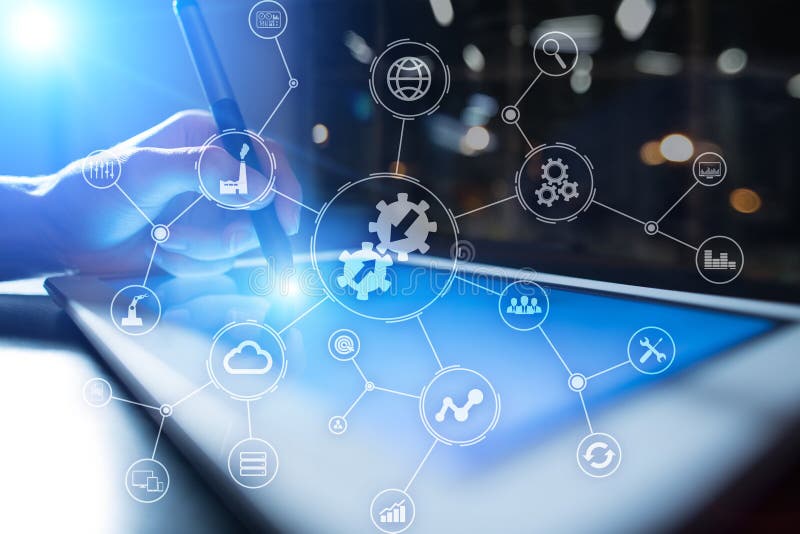 Data integration diagram and process automation business internet technology concept on virtual screen. vector illustration Data integration diagram and process automation business internet technology concept on virtual screen. vector illustration