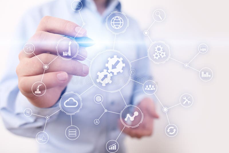 Data integration diagram and process automation business internet technology concept on virtual screen. royalty free stock images