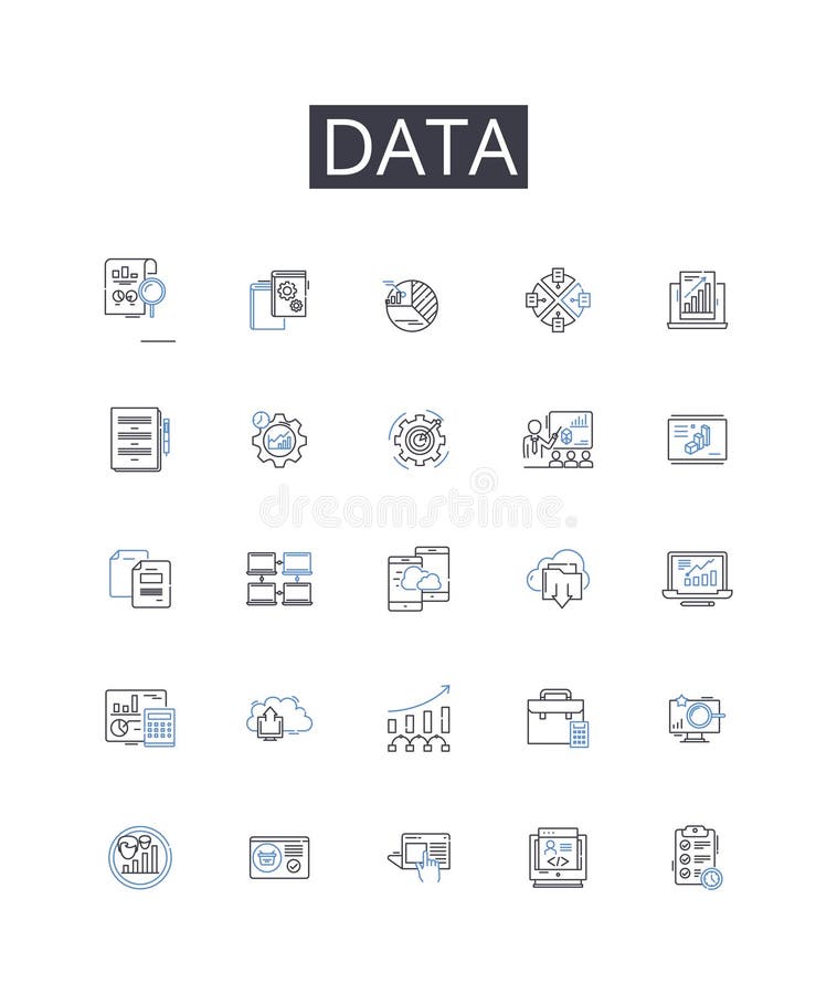 Data Line Icons Collection Information Facts Figures Stats Records