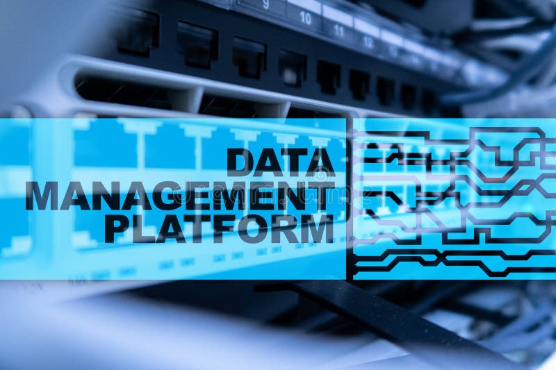 Data management and analysis platform concept on server room background royalty free stock images