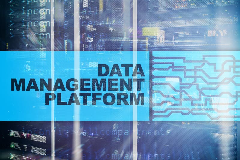 Data management and analysis platform concept on server room background. royalty free stock photo