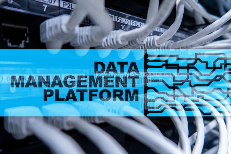 Data management and analysis platform concept on server room background royalty free stock photos