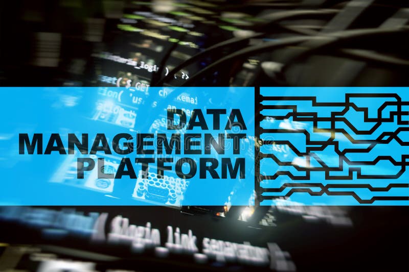 Data management and analysis platform concept on server room background royalty free stock photo