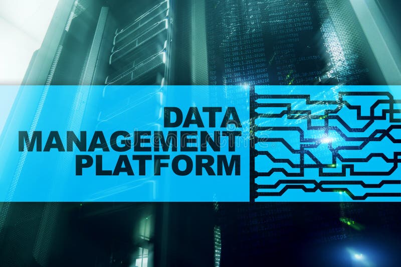 Data management and analysis platform concept on server room background. stock photography