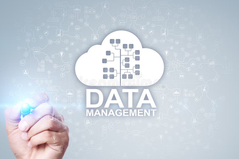 Data management, database manager, cloud technology concept. royalty free stock photography