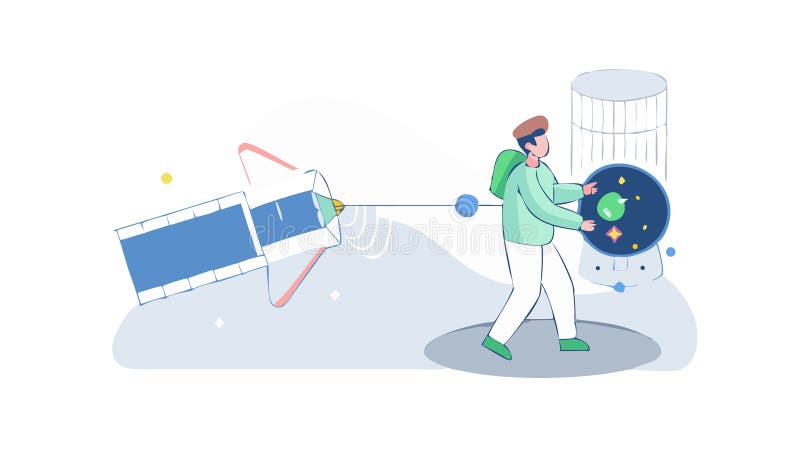 Data Management: Person Handling Large Futuristic Disk, vector design Generative AI vector illustration