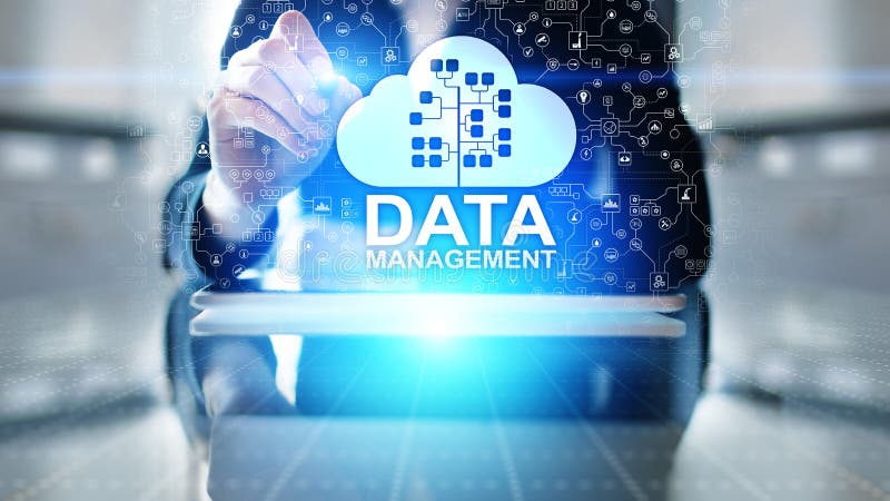 Data management system, cloud technology, Internet and business concept. royalty free stock photos