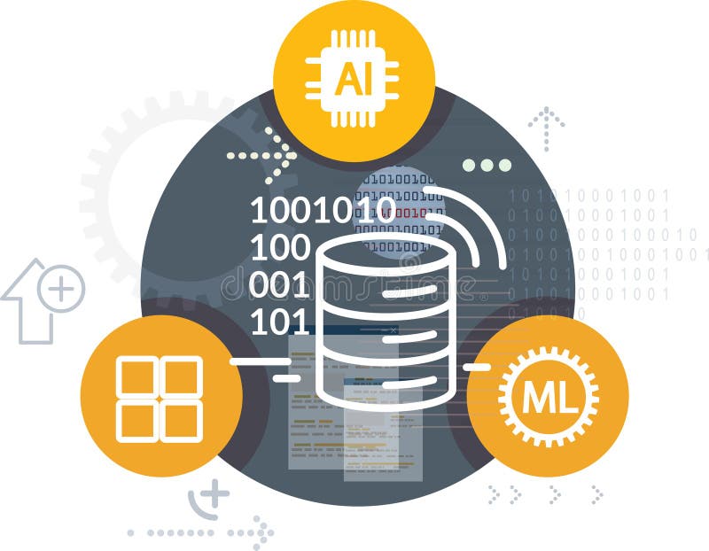 Data Mining as Core of Artificial Intelligence, Statistics and Machine Learning Illustration royalty free illustration