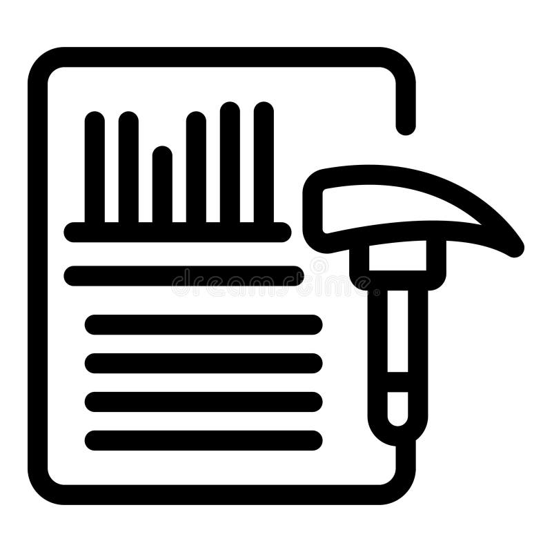 Data mining concept with hammer hitting paper with graph on it vector illustration