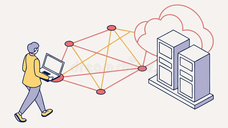 Data Network Connection Icon. Server Communication Technology, vector design Generative AI royalty free illustration