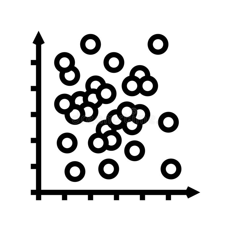 Data points plot machine learning line icon vector illustration stock illustration