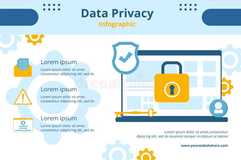 Data Privacy Infographic Template Flat Cartoon Background Vector Illustration Stock Vector