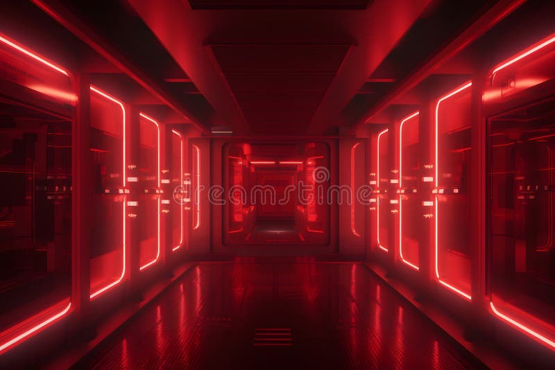 Centru de prelucrare a datelor. camera serverului în lumină roșie. rețea neuronală generată vector illustration