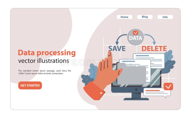Data processing concept. Flat vector stock illustration