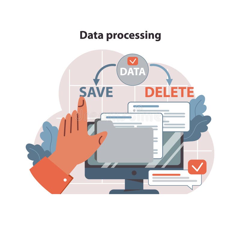 Data processing concept. Flat vector vector illustration