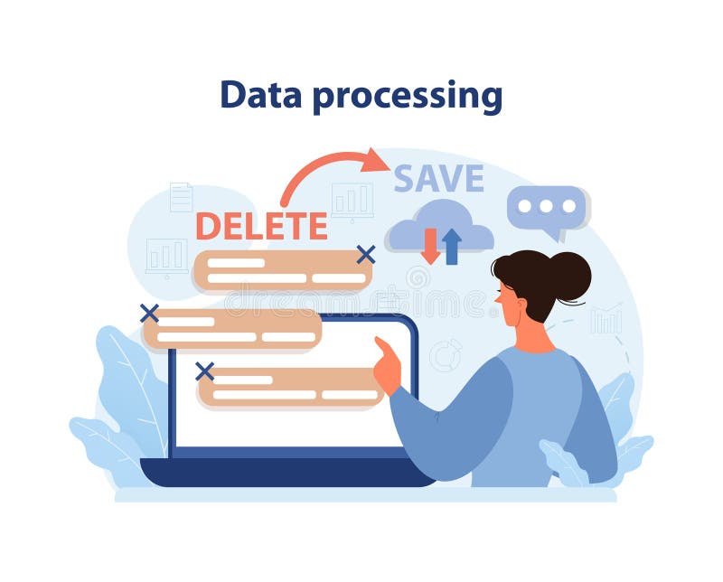 Data processing concept. Flat vector royalty free illustration