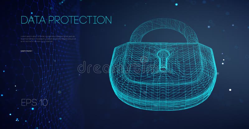 Data Protection Binary Lock. IT support vector illustration. Secure connection network and data security account control stock illustration