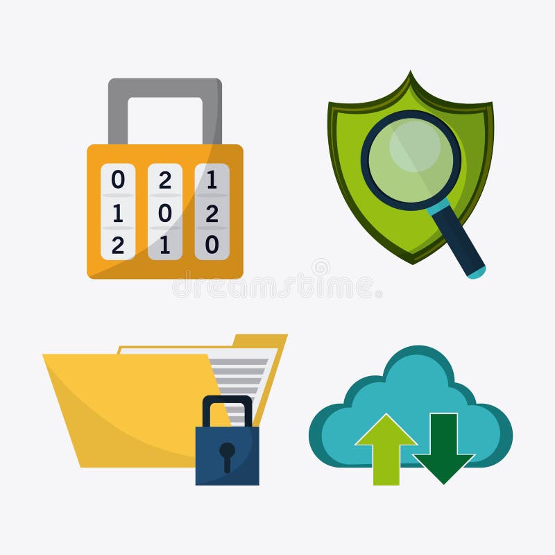 Data Protection and Cyber Security System Stock Vector Illustration