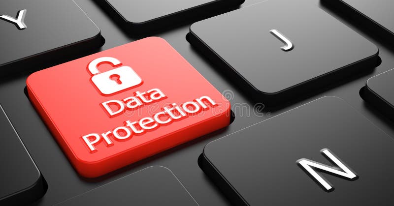 Data Protection on Red Keyboard Button. vector illustration