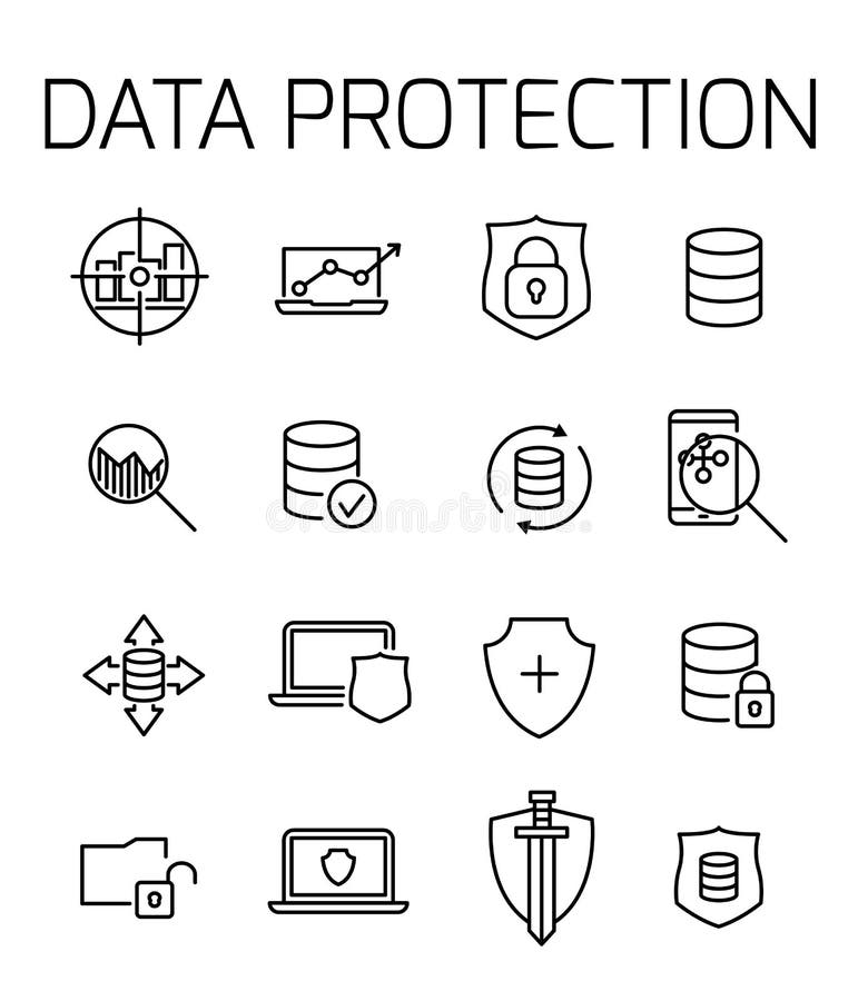 Data protection related vector icon set. royalty free illustration
