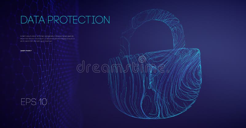 Data Protection Binary Lock. Secure connection network. Data security account control. Vector illustration. royalty free illustration