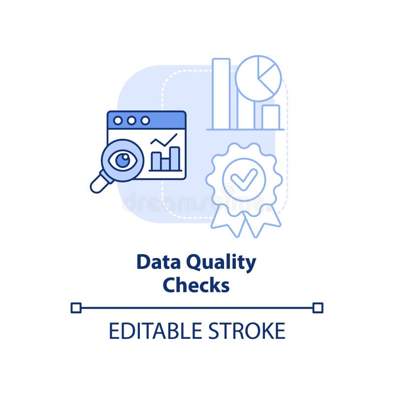 Data quality checks light blue concept icon stock vector illustration of database abstract 