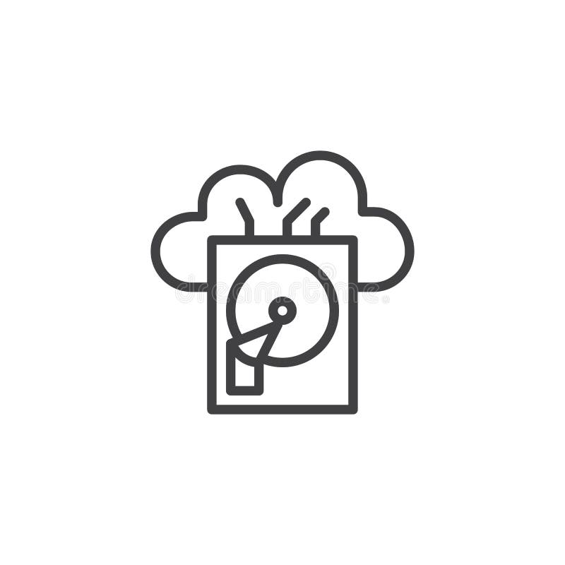 Data recovery with cloud backup line icon royalty free illustration