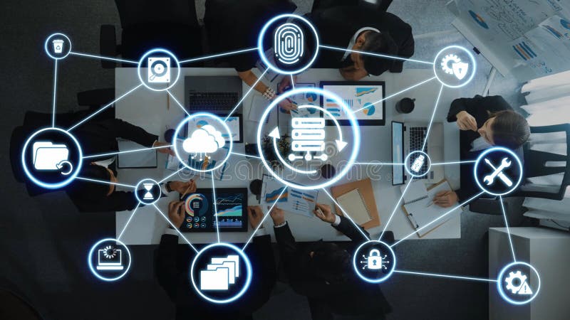 Data recovery and restoration system cloud storage Funnel vector illustration