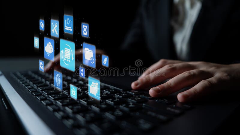 Data recovery and restoration system cloud storage Entice royalty free illustration