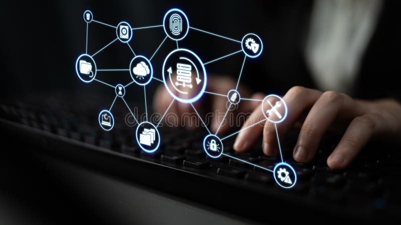 Data recovery and restoration system cloud storage Entice stock illustration