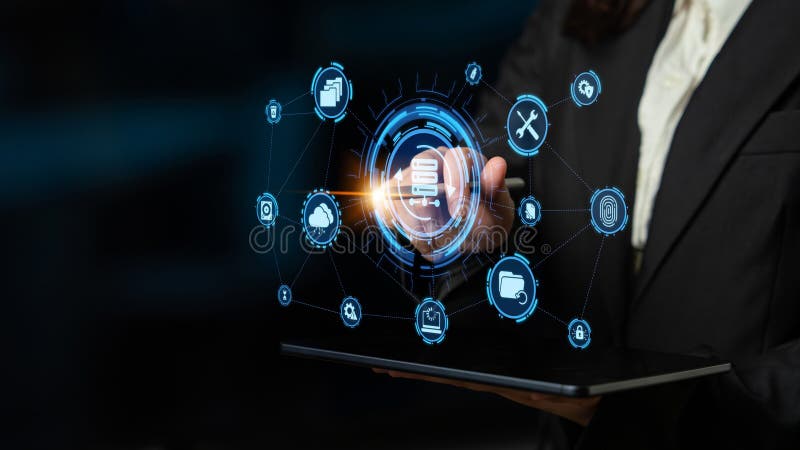 Data recovery and restoration system cloud storage Entice vector illustration