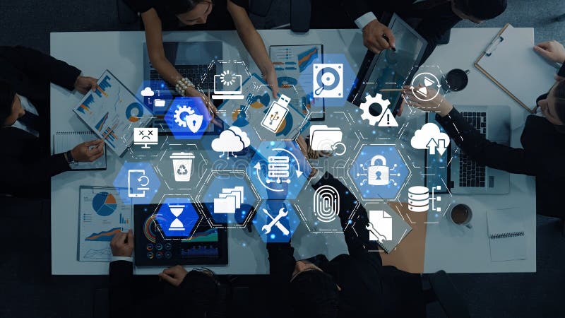 Data recovery and restoration system cloud storage Entice stock illustration