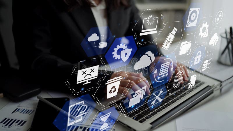 Data recovery and restoration system cloud storage Funnel stock illustration