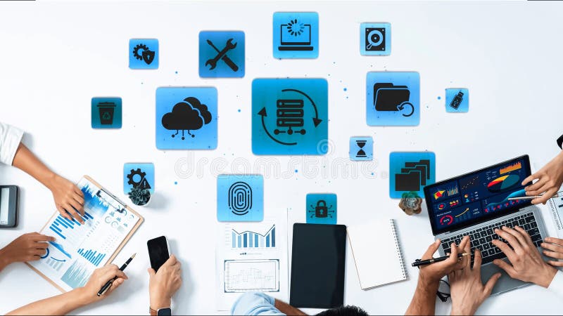 Data recovery and restoration system cloud storage Funnel stock illustration