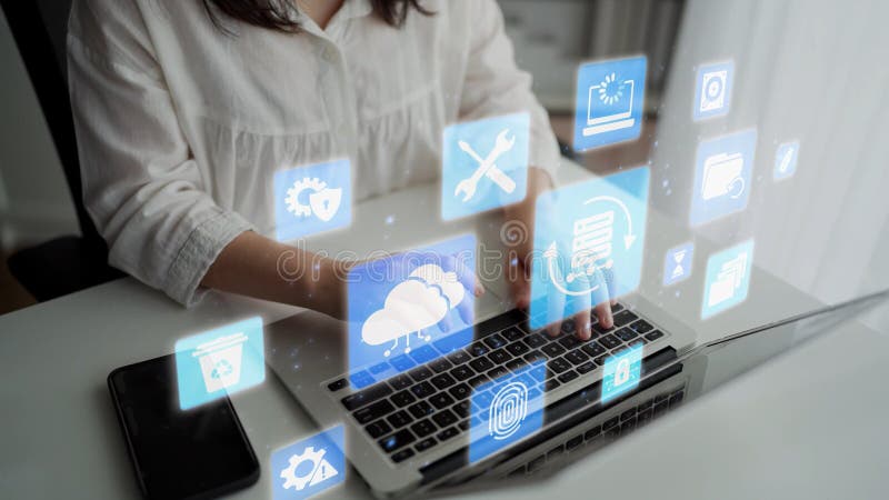 Data recovery and restoration system cloud storage Funnel stock illustration