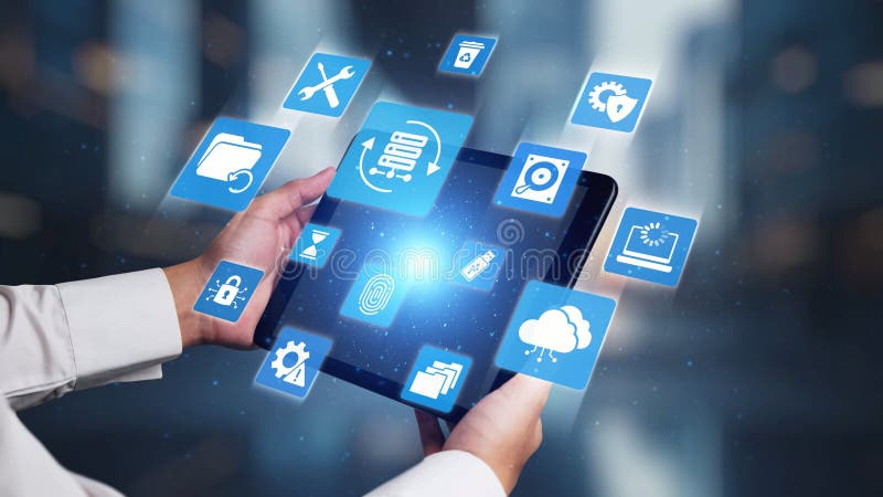 Data recovery and restoration system cloud storage Gist stock illustration