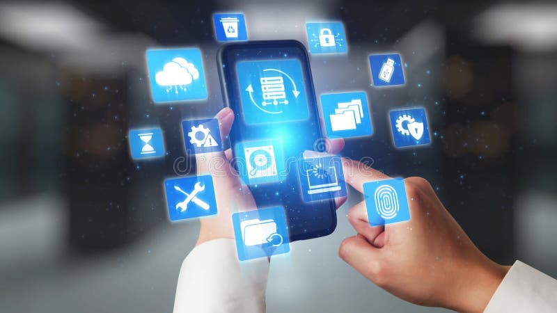 Data recovery and restoration system cloud storage Gist royalty free illustration