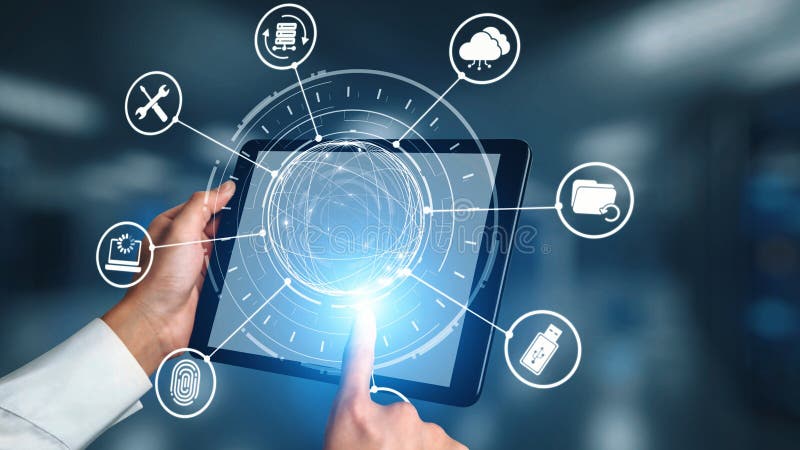 Data recovery and restoration system cloud storage Gist stock illustration