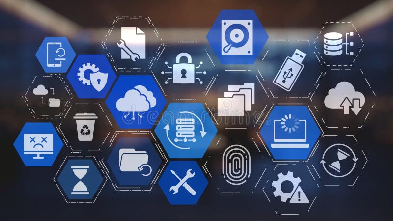 Data recovery and restoration system cloud storage Gist royalty free illustration