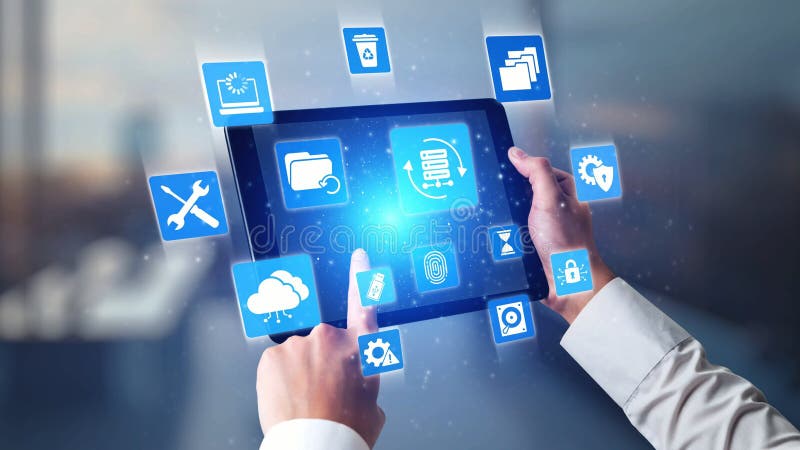 Data recovery and restoration system cloud storage Gist stock illustration