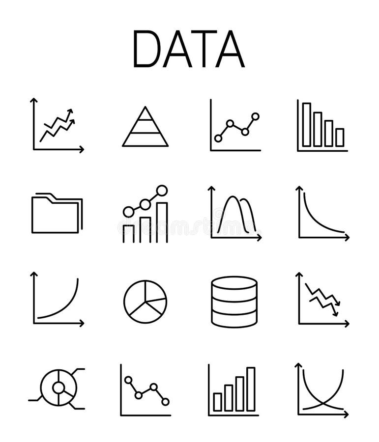 Data related vector icon set. stock illustration