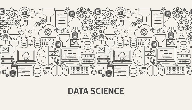 Data Science Banner Concept Stock Vector - Illustration of coding, brain:  161604335