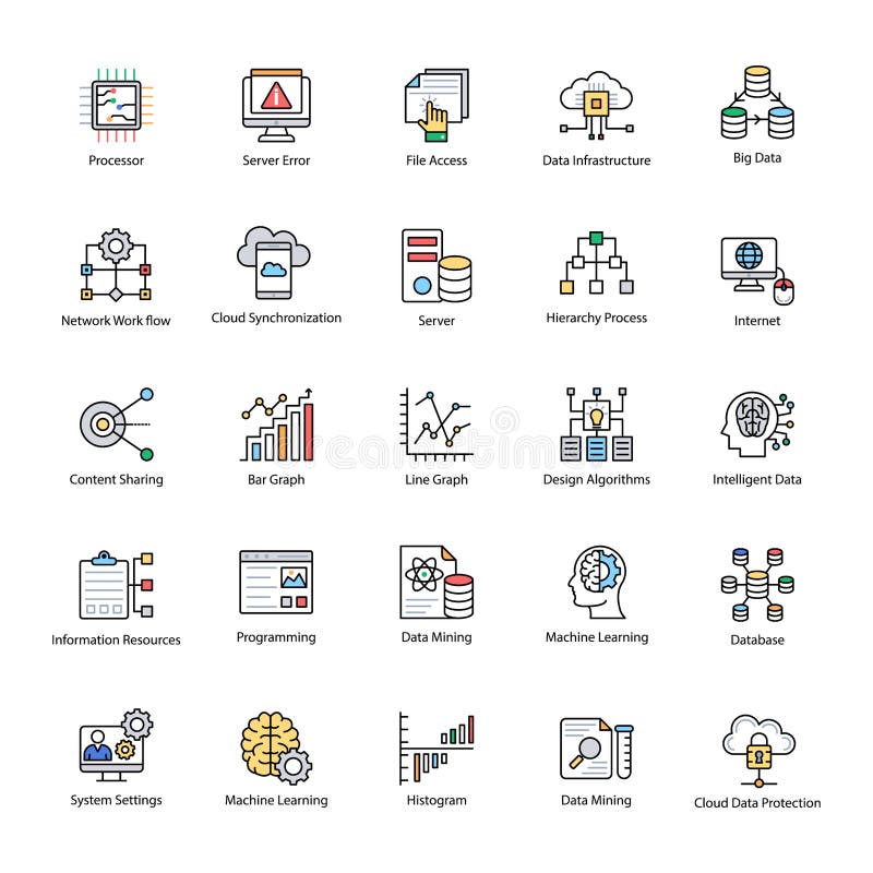 Data Science Flat Vectors Set vector illustration Data Science Flat Vectors Set vector illustration