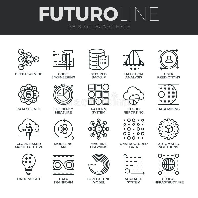 Data Science Futuro Line Icons Set vector illustration