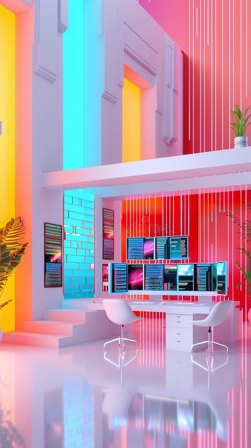 Data scientists analyzing predictive models for geothermal energy, focused work environment, screens aglow vector illustration