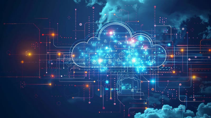 Data scientists training and deploying machine learning models in the cloud for cloud-based AI applications. vector illustration