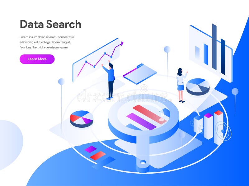 Data Search Isometric Illustration Concept. Modern flat design concept of web page design for website and mobile website.Vector stock illustration Data Search Isometric Illustration Concept. Modern flat design concept of web page design for website and mobile website.Vector stock illustration