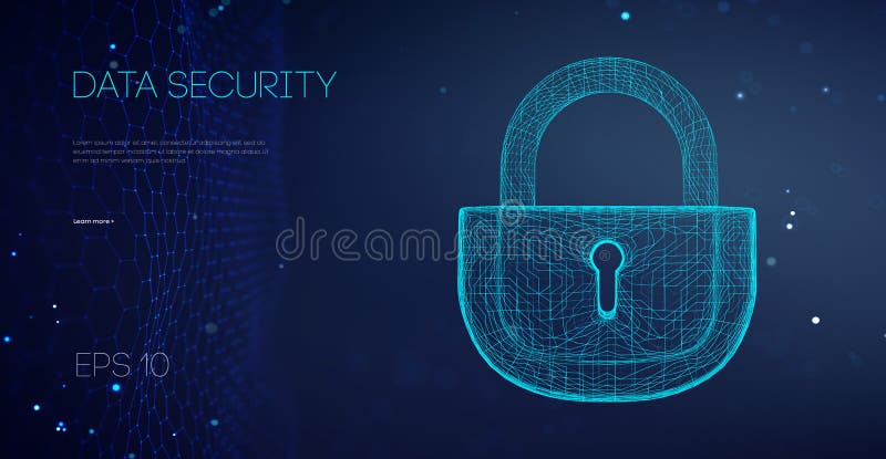 Data Security Binary Lock. Security cloud data attack. Encryption code computer firewall concept. Alarm locks server royalty free illustration