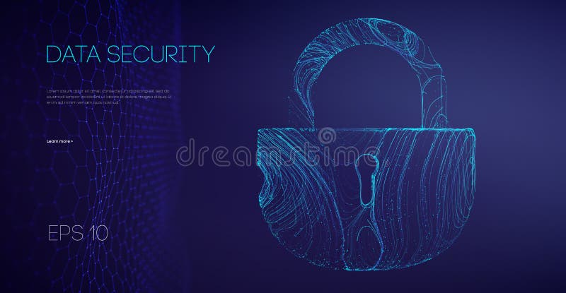 Data Security Binary Lock. Encryption code computer firewall concept. Alarm locks server data. Asian it support vector stock illustration